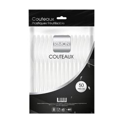 Couteaux RIMON blancs plastique réutilisables 180 mm X50