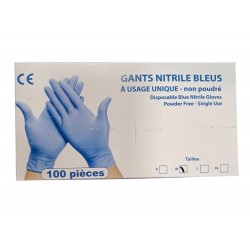 Gants Nitrile Bleus x100 -NP - Taille M - SANS GENCOD
