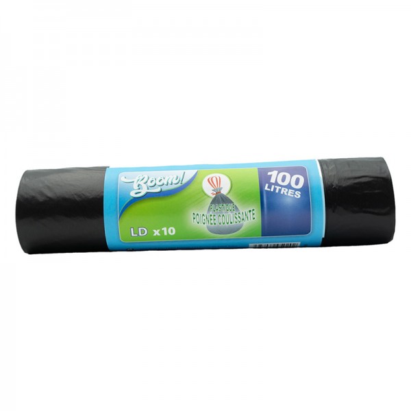 Sacs poubelles BOOM poignée coulissante 100L X10