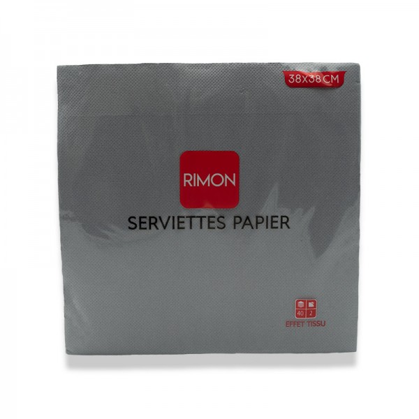 Serviettes micropointe 2 plis grise 38X38 cm X40