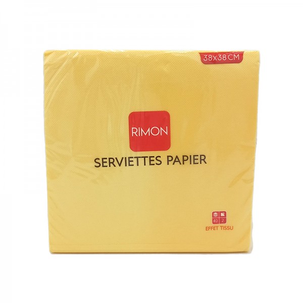 Serviettes micropointe 2 plis jaune 38X38 cm X40