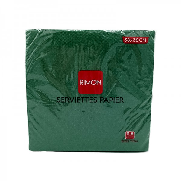 Serviettes micropointe 2 plis verte sapin 38X38 cm X40