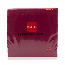Serviettes micropointe 2 plis bordeaux 38X38 cm X40