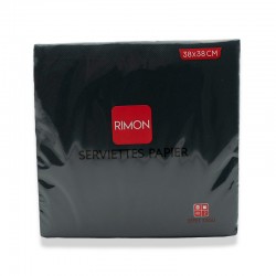 Serviettes micropointe 2 plis noire 38X38 cm X40