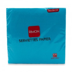 Serviettes micropointe 2 plis turquoise 38X38 cm X40