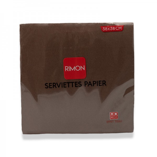 Serviettes micropointe 2 plis chocolat 38X38 cm X40
