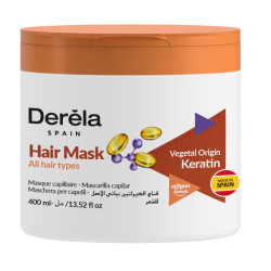 MASQUE CAPILLAIRE KÉRATINE D'ORIGINE VÉGÉTAL 400 ML DERELA