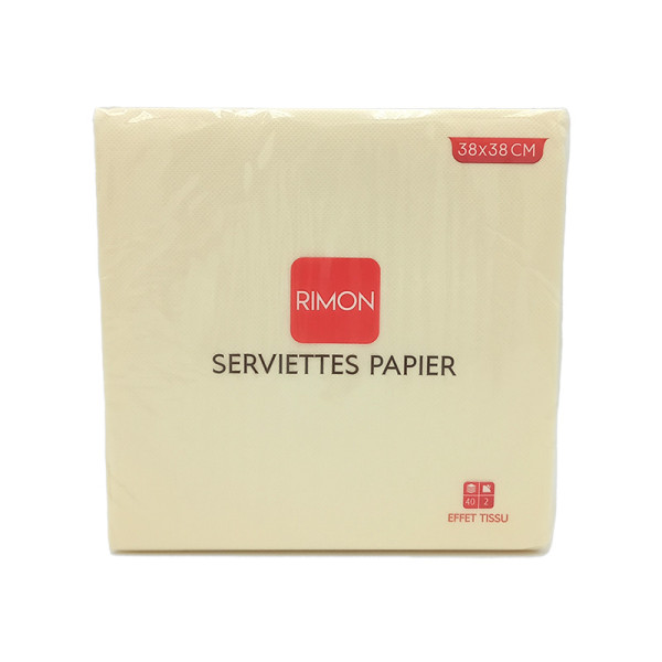 Serviettes micropointe 2 plis ivoire 38X38 cm X40