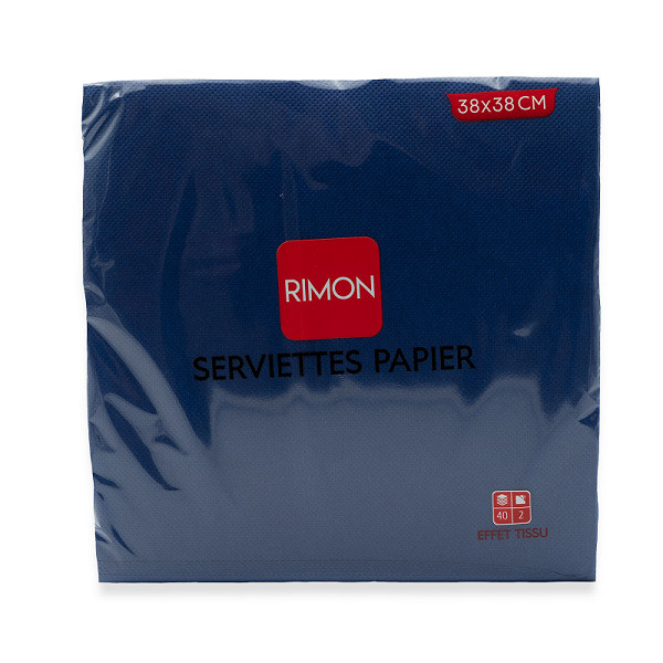 Serviettes micropointe 2 plis bleue nuit 38X38 cm X40
