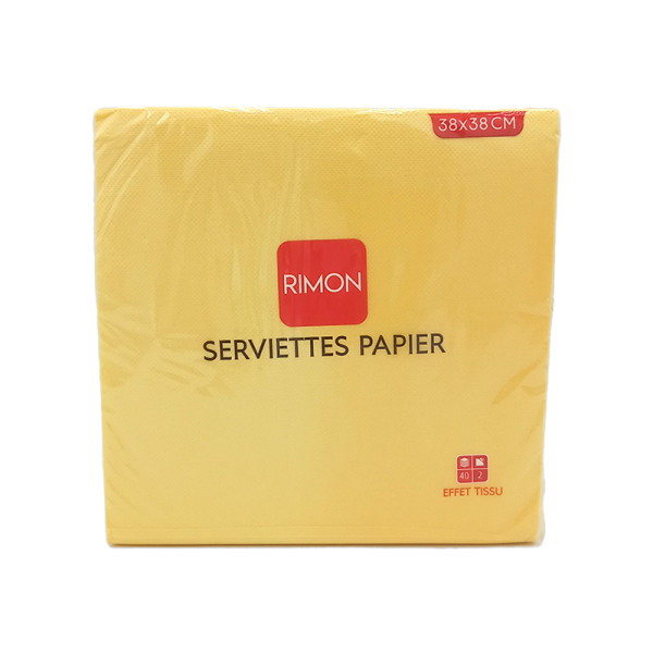 Serviettes micropointe 2 plis jaune 38X38 cm X40