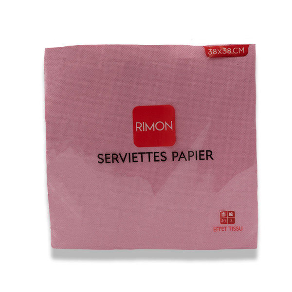 Serviettes micropointe 2 plis rose 38X38 cm X40