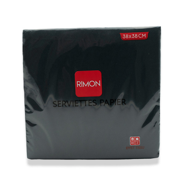 Serviettes micropointe 2 plis noire 38X38 cm X40