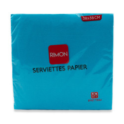 Serviettes micropointe 2 plis turquoise 38X38 cm X40