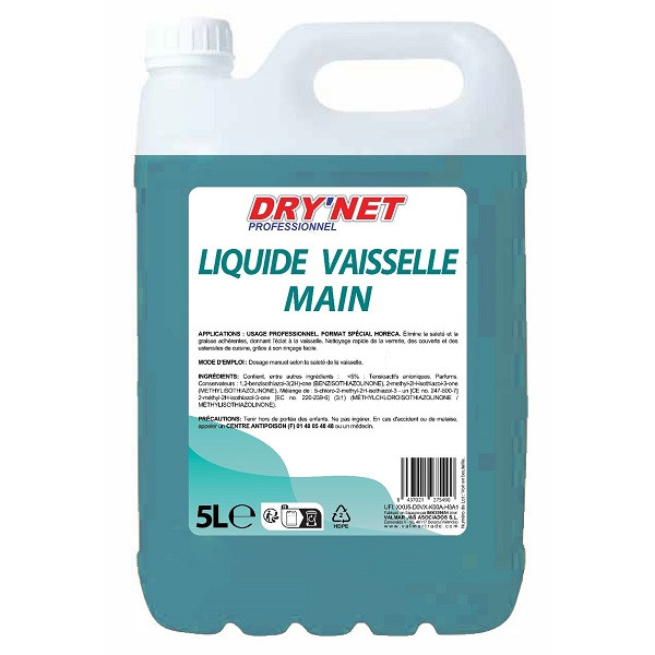Liquide vaisselle mains DRY'NET professionnel 5 L