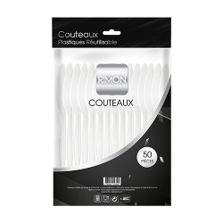 Couteaux RIMON blancs plastique réutilisables 180 mm X50