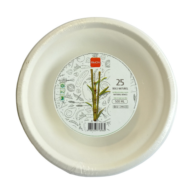 Bols RIMON canne à sucre naturelle ronds 500 ml X25