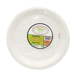 Assiettes TABLE A L'ART DE RECEVOIR compostables blanches Ø22 X50