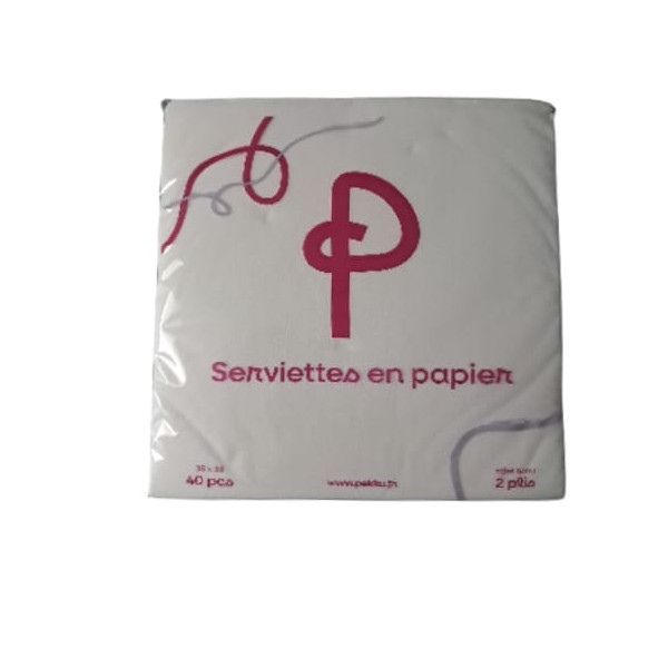 SERVIETTES MICROPOINTE 38x38 2plis 40Pcs BLANCHE PEKKU