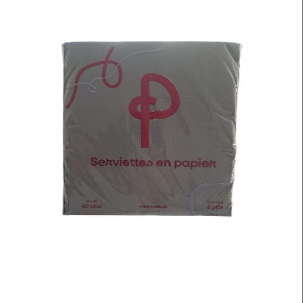 SERVIETTES MICROPOINTE 38x38 2plis 40Pcs GRISE PEKKU