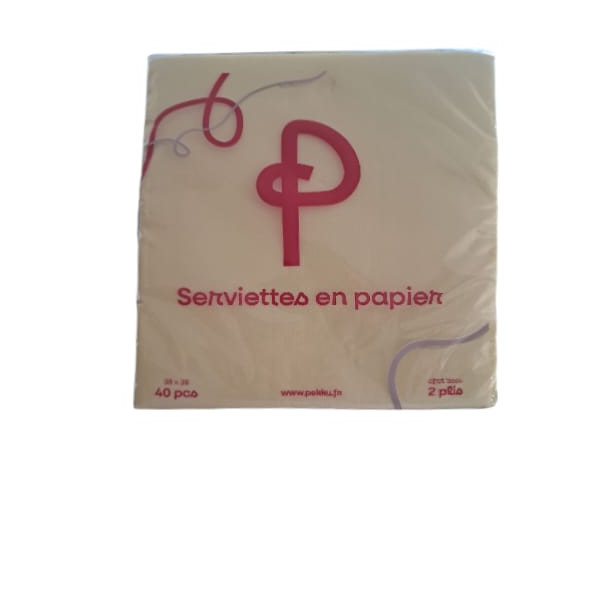 SERVIETTES MICROPOINTE 38x38 2plis 40Pcs IVOIRE PEKKU