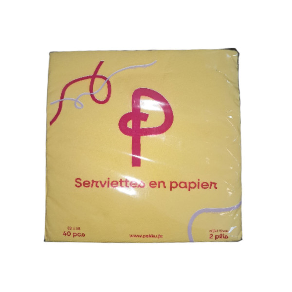 SERVIETTES MICROPOINTE 38x38 2plis 40Pcs JAUNE PEKKU
