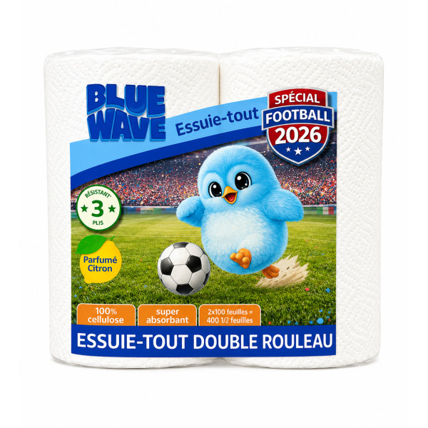 Essuie tout x2 3plis citron "Edition spéciale Foot" BLUE WAVE