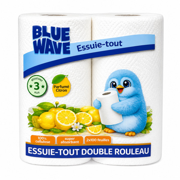 Essuie tout Citron X2 3plis x100Feuilles  BLUE WAVE