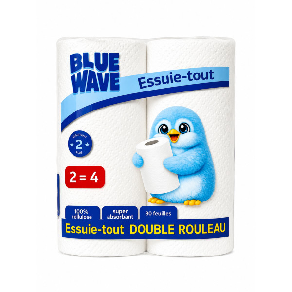 Essuie tout 2  4   2plis 80F  BLUE WAVE