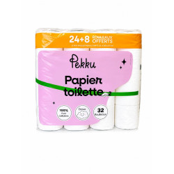 Papier toilette PEKKU 32 rouleaux (24+8)