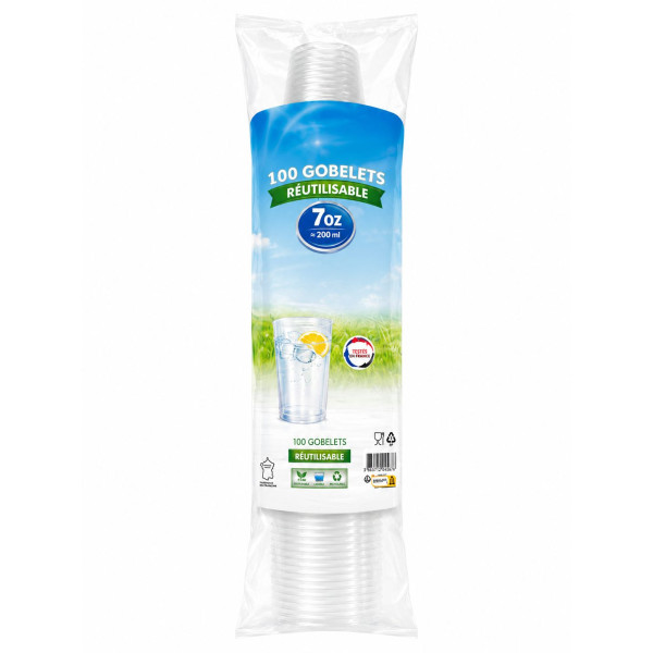 Gobelets plastique transparents 20cl 7oz  X100