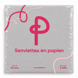 SERVIETTES MICROPOINTE 38x38 2plis 40Pcs GRISE PEKKU