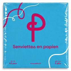 SERVIETTES MICROPOINTE 38x38 2plis 40Pcs TURQUOISE PEKKU 