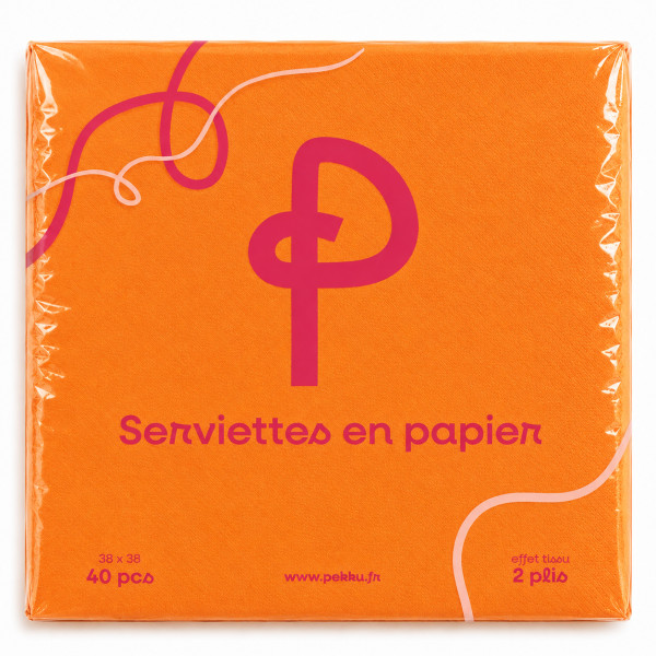 SERVIETTES MICROPOINTE 38x38 2plis 40Pcs ORANGE PEKKU
