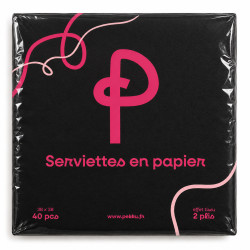 SERVIETTES MICROPOINTE 38x38 2plis 40Pcs NOIRE PEKKU