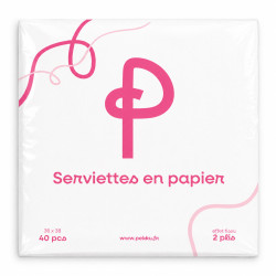 SERVIETTES MICROPOINTE 38x38 2plis 40Pcs BLANCHE PEKKU