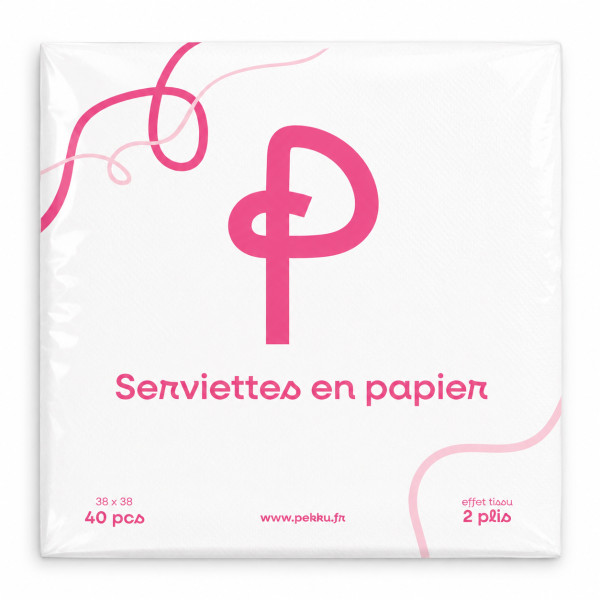 SERVIETTES MICROPOINTE 38x38 2plis 40Pcs BLANCHE PEKKU