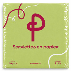 SERVIETTES MICROPOINTE 38x38 2plis 40Pcs VERT ANIS PEKKU