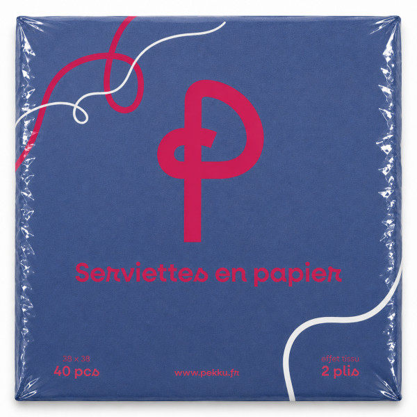 SERVIETTES MICROPOINTE 38x38 2plis 40Pcs BLEU NUIT PEKKU