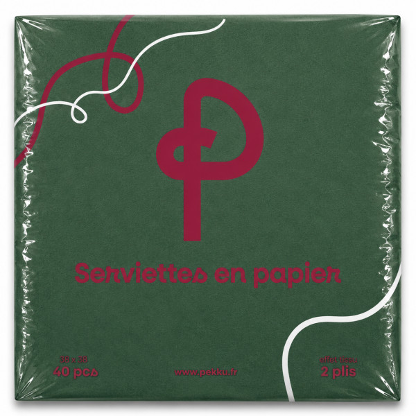SERVIETTES MICROPOINTE 38x38 2plis 40Pcs VERTE SAPIN PEKKU