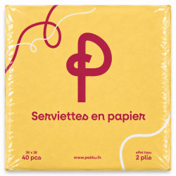 SERVIETTES MICROPOINTE 38x38 2plis 40Pcs JAUNE PEKKU