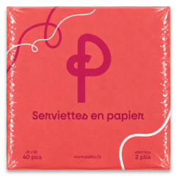 SERVIETTES MICROPOINTE 38x38 2plis 40Pcs ROUGE PEKKU