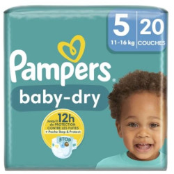 PAMPERS COUCHE BABY-DRY TAILLE 5 (11-16KG) - 20 COUCHES