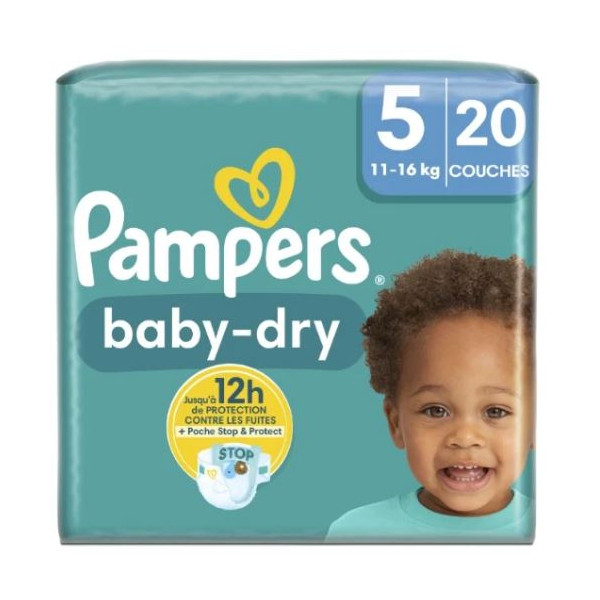 PAMPERS COUCHE BABY-DRY TAILLE 5 (11-16KG) - 20 COUCHES