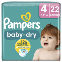 PAMPERS COUCHE BABY-DRY TAILLE 4 (9-14KG) - 22 COUCHES