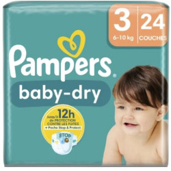 PAMPERS COUCHE BABY-DRY TAILLE 3 (6-10KG) - 24 COUCHES