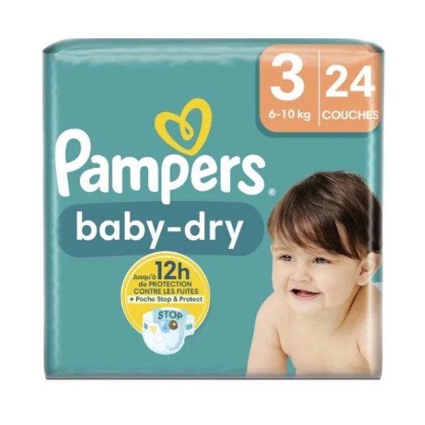 PAMPERS COUCHE BABY-DRY TAILLE 3 (6-10KG) - 24 COUCHES