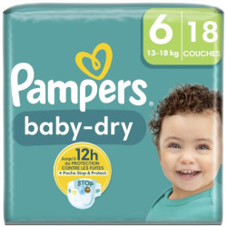 PAMPERS COUCHE BABY-DRY TAILLE 6 (13-18KG) - 18 COUCHES